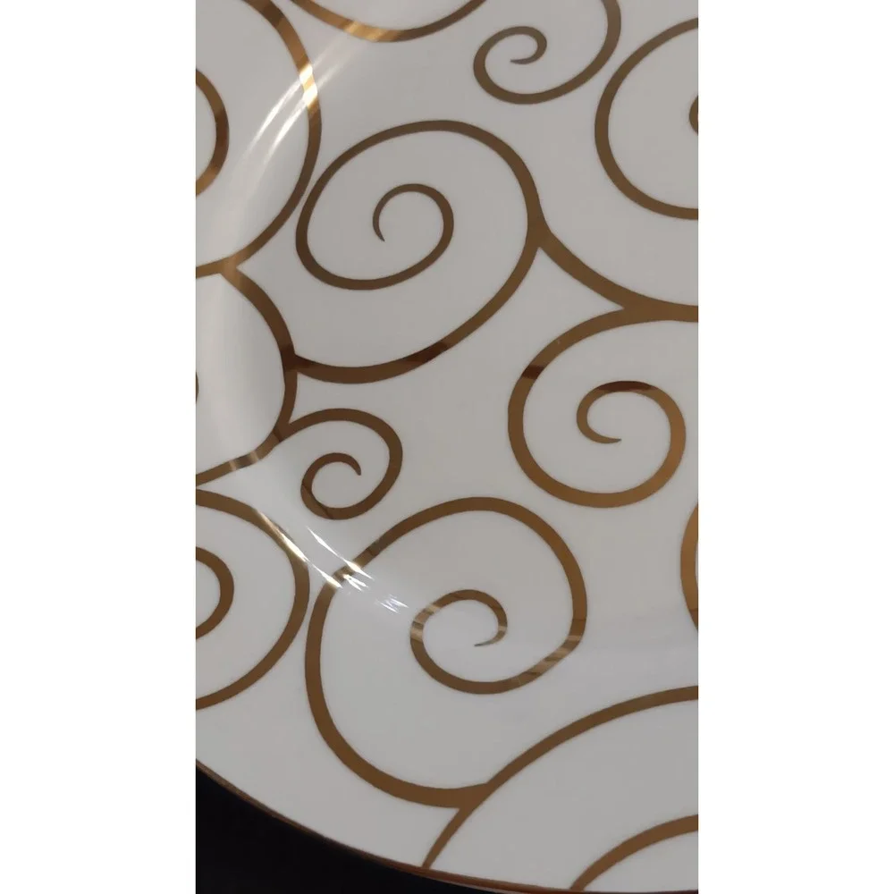 Set 5 Pier 1 Imports Gold Swirl Porcelain 7.5